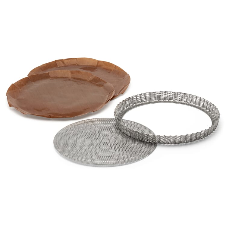 Moule à tarte rond en acier inoxydable perforé, 28 cm
