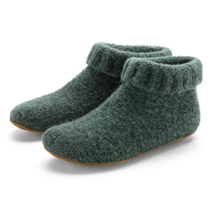 Ladies knitted slipper, Green melange
