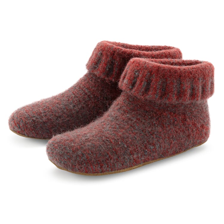 Ladies knitted slipper, Red Melange