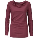 Women’s Long-Sleeved T-Shirt with Draped Neckline Cascade Dark red