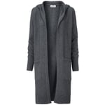 Ladies hooded knitted coat Grayish orange