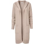 Ladies hooded knitted coat Natural melange