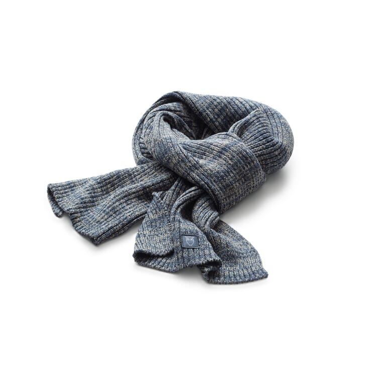Mens rib knit scarf, Medium blue