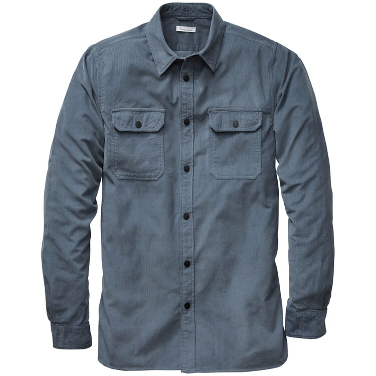 Mens shirt fine corduroy, Medium blue
