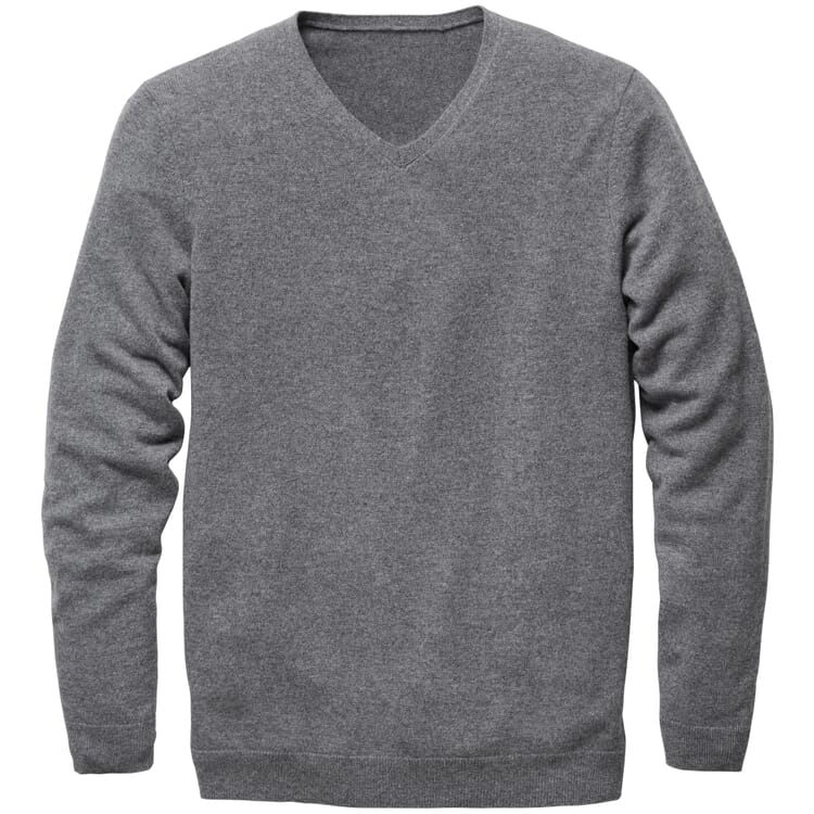 Men sweater V-neck, Grey melange