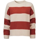 Ladies sweater block stripes Cream Dark Orange