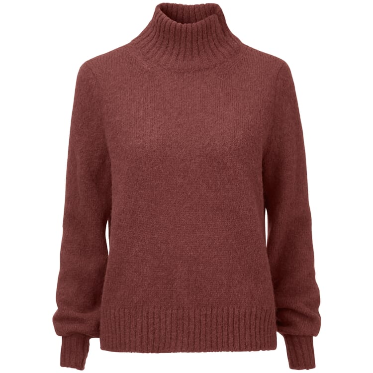 Ladies sweater stand up collar, Braunred