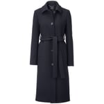 Ladies coat with tie belt Black-blue