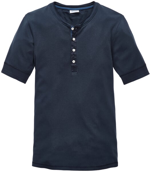 Herren-Henley-Shirt Halbarm Dunkelblau