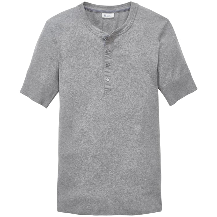 Herren-Henley-Shirt Halbarm, Graumeliert