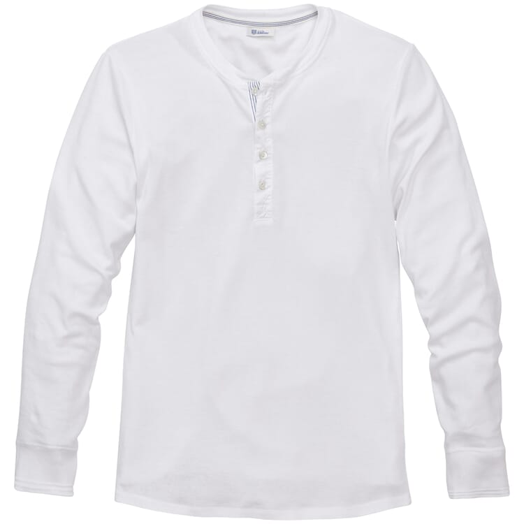 T-shirt Henley homme manches longues, Blanc