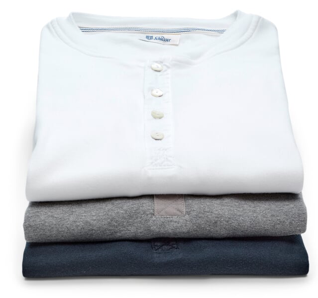 Heren Henley shirt lange mouw Wit