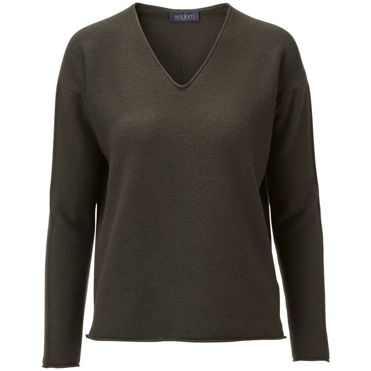 Ladies sweater left-left knitted, Olive