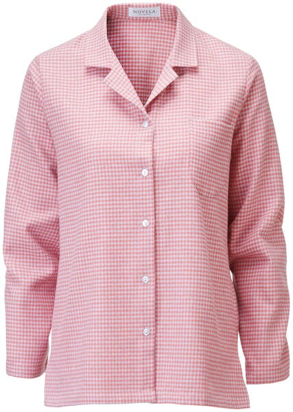 Damen-Flanellpyjama kariert Rosé-Grau