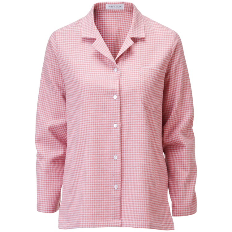 Damesflanellen pyjama met ruitjesmotief, Rosé-grijs