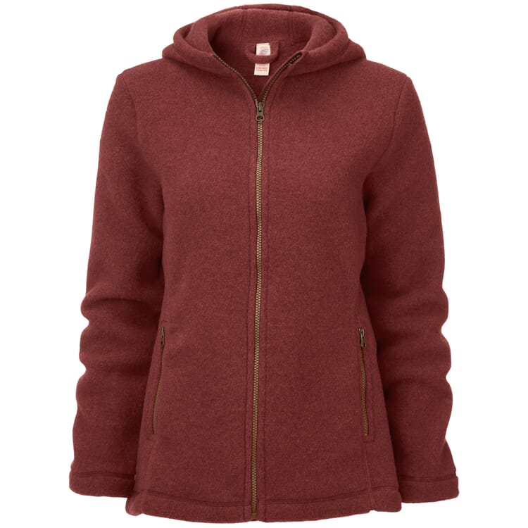 Damejakke i merino-fleece, Brun rød