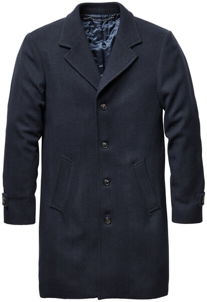 Manteau court en laine vierge pour hommes Bleu foncé