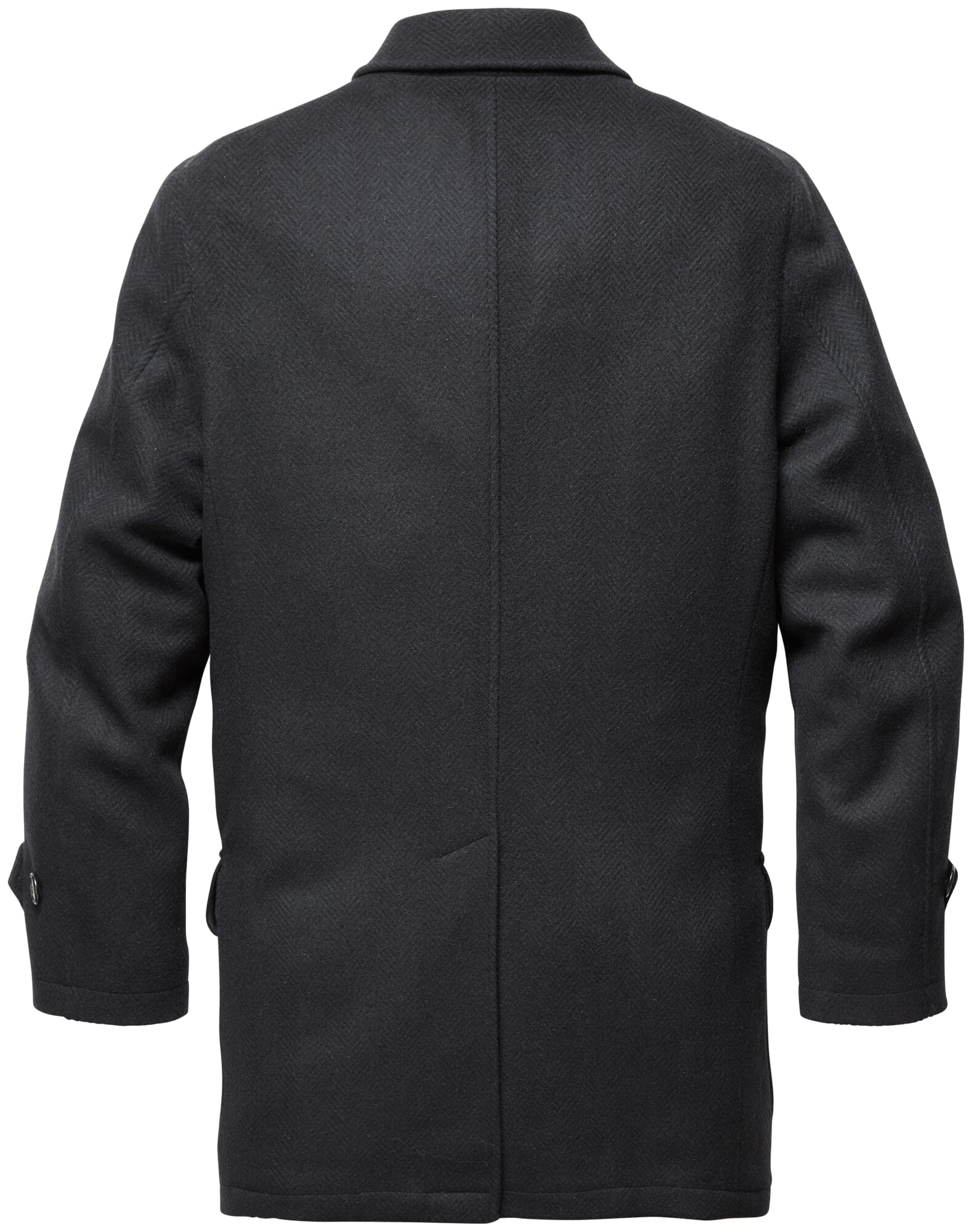 Men long jacket wool Black blue Manufactum