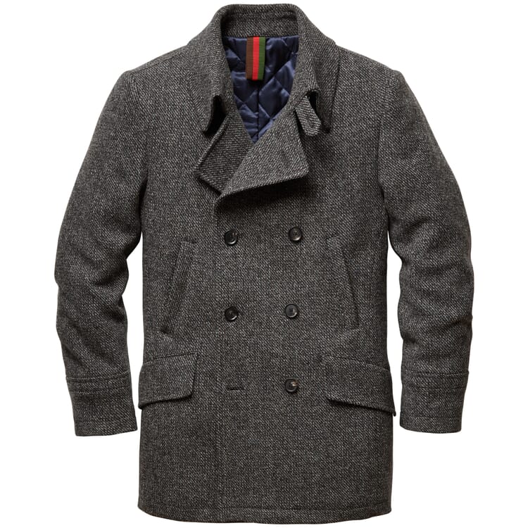 Dobbeltradet jakke til mænd, Grå melange