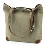 Håndtaske i lærred Grøn beige