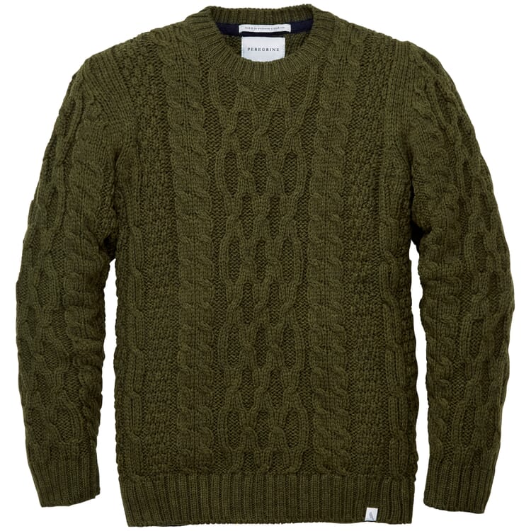 Men sweater merino wool, Green melange