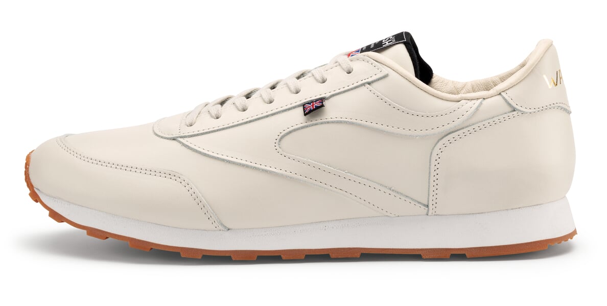 Herensneaker glad leer Natuurlijk wit