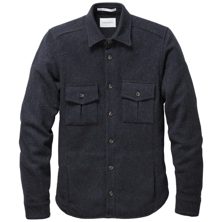 Men shirt jacket wool, Dark blue
