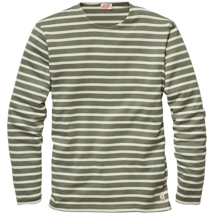 Camisa de rayas para hombre, Green-Ecru