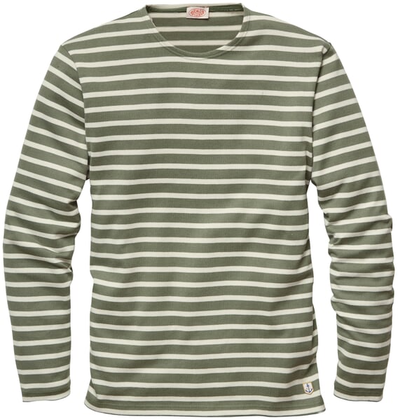 Men striped shirt Green-Ecru