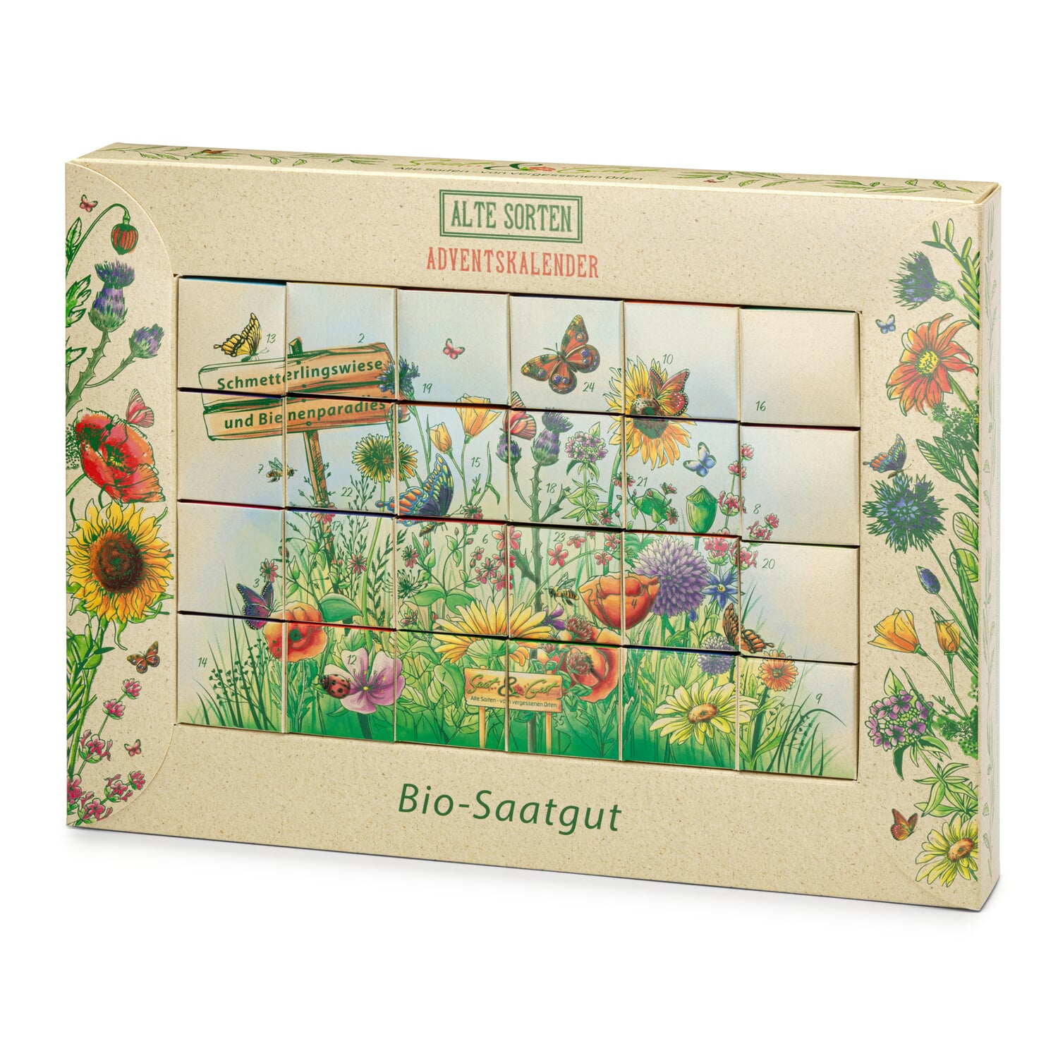 Saatgut-Adventskalender Bio-Blumen fr Bienen und Schmetterlinge
