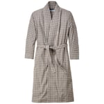 Robe de chambre flanelle à carreaux tissés unisexe Blanc-marron