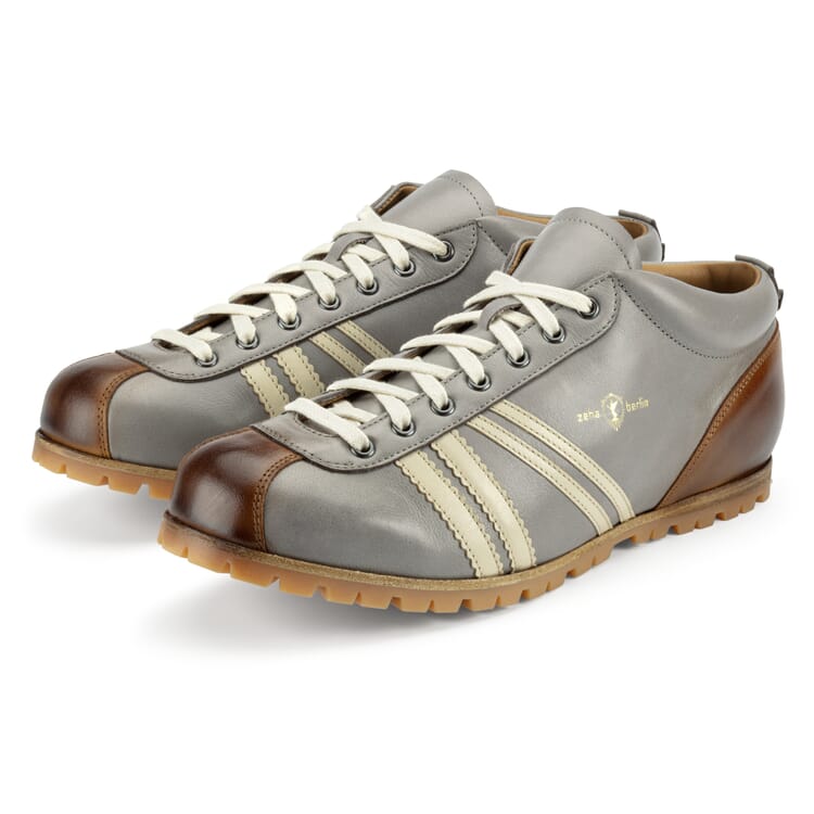 Leather shoe league profile sole, Gray cognac