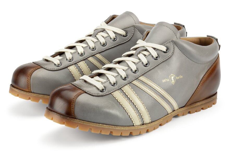 Lederschuh Liga Profilsohle Grau-Cognac