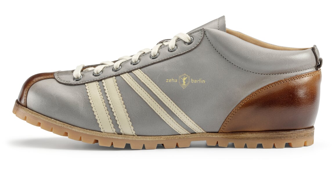 Lederschuh Liga Profilsohle Grau-Cognac