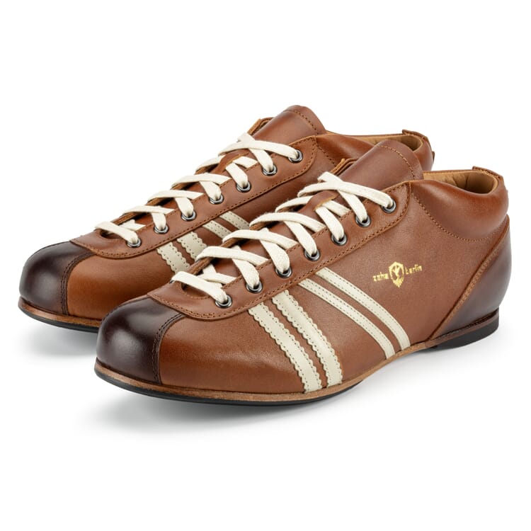 Leather sports shoe, Cognac brown