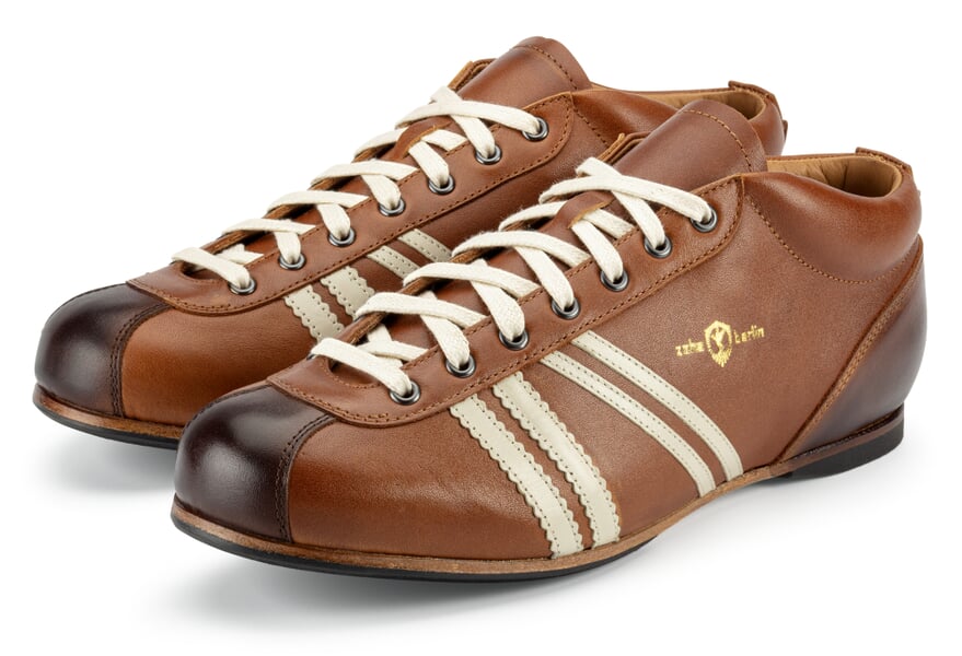 Ledersportschuh Cognac-Braun