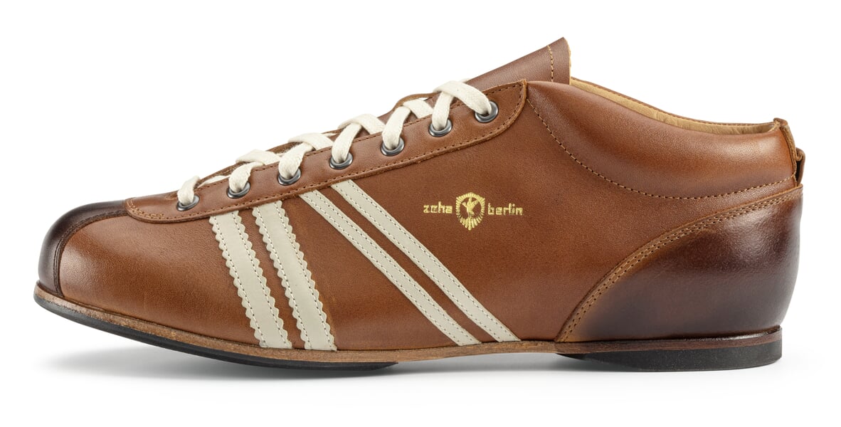 Ledersportschuh Cognac-Braun