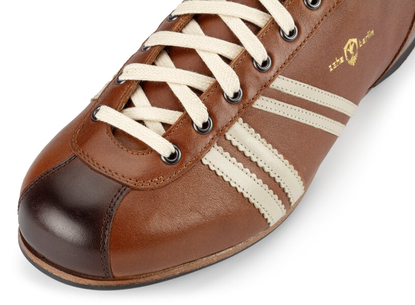 Ledersportschuh Cognac-Braun, Detailsicht
