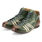 Leather sports shoe Derby Green-Brown