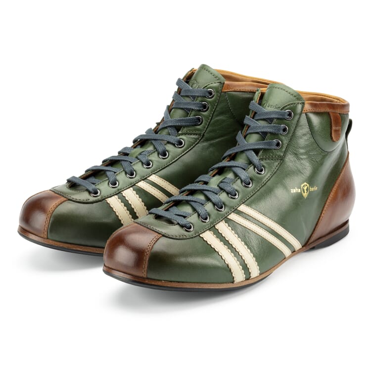 Leather Sports Shoes “Derby”, Green-Brown