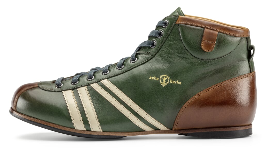 Ledersportschuh Derby Grün-Braun
