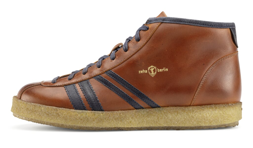 Ledersportschuh Trainer Cognac-Blau