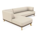 Sofa-Kombination Linnea Schurwolle und Leder Macadamia-Walnut