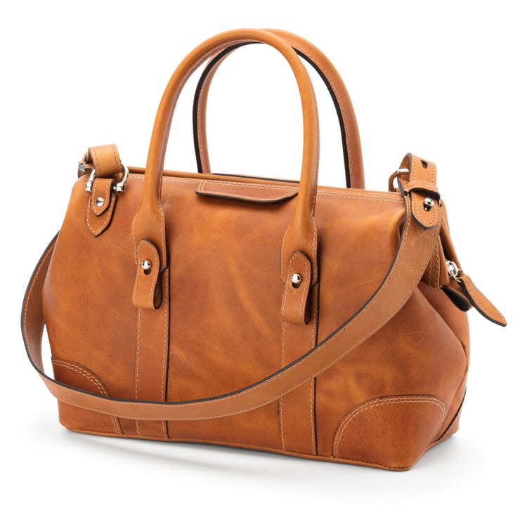 Ladies iron handbag bull leather, Cognac