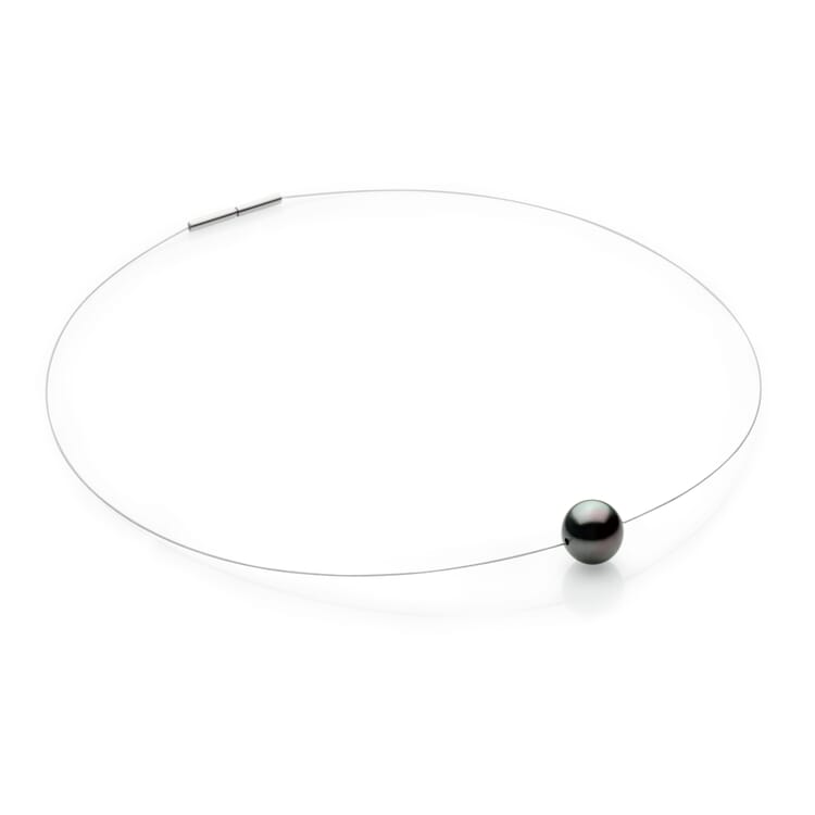 Necklace Tahiti cultured pearl, Anthracite