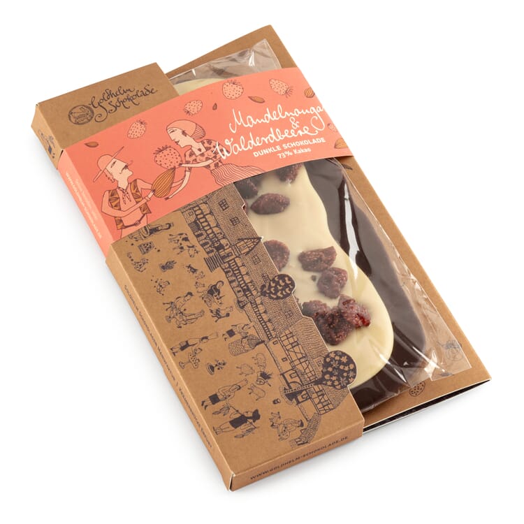 Tablette de chocolat "nougat aux amandes & fraise des bois