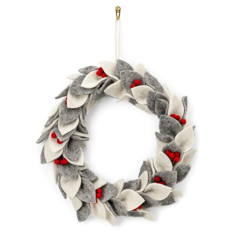 Couronne de porte en feutre, feuilles aux couleurs hivernales