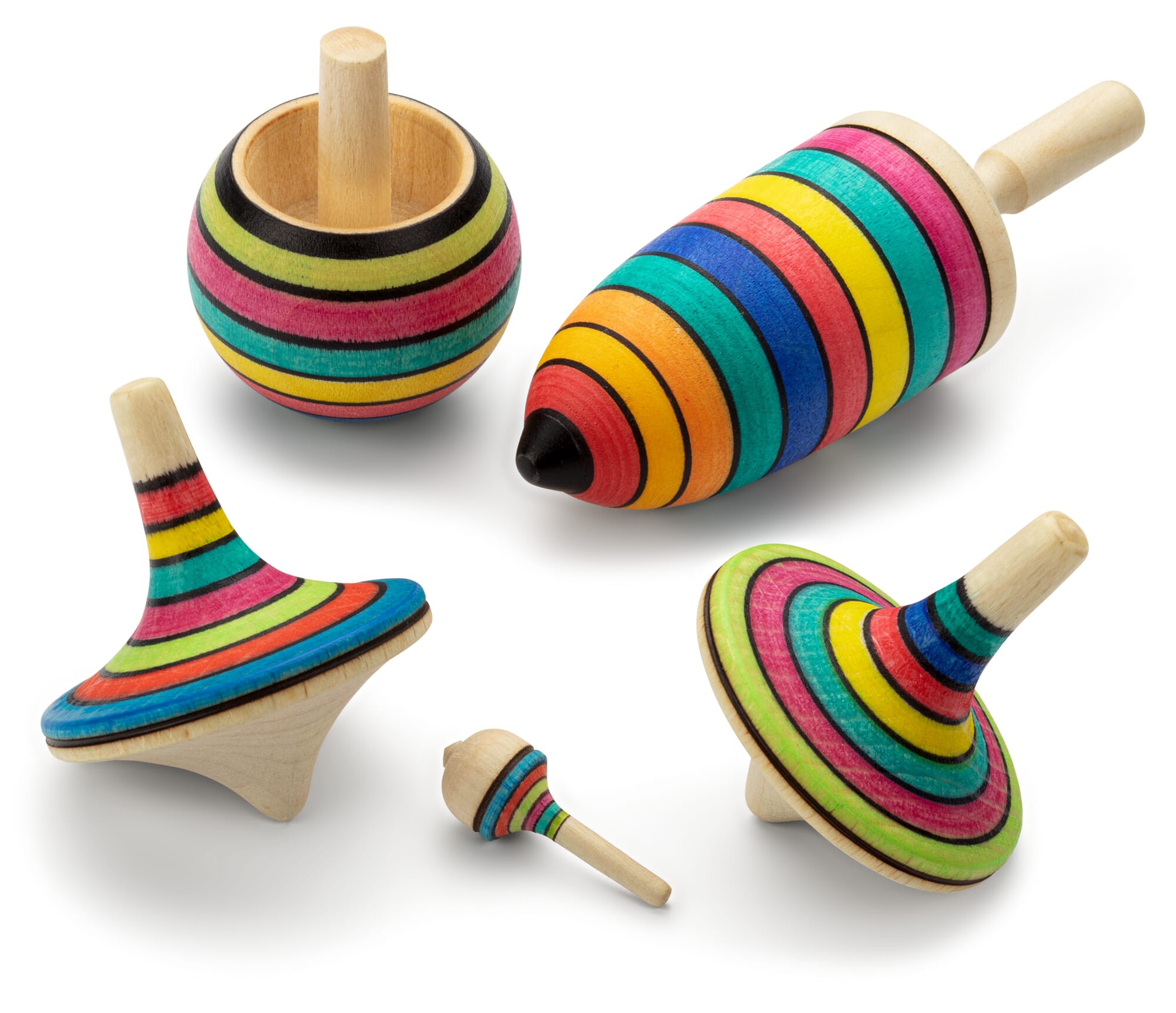 Set wooden spinning top