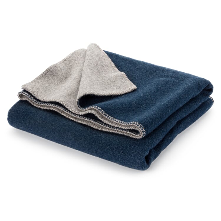 Doubleface lamswollen deken, Blauw-grijs