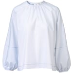 Damesoversized blouse met fijne strepen Wit-Blauw